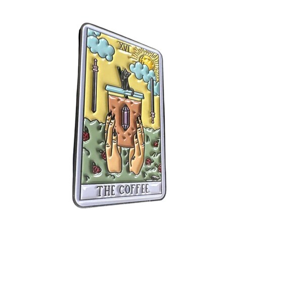 THE COFFEE Tarot Card Enamel Lapel Pin NEW - Picture 3 of 4